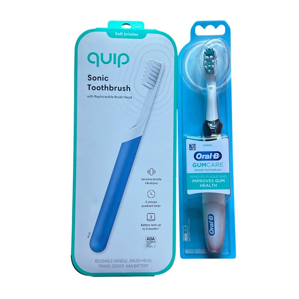 Lot 2 Oral-B Gum Care Electric Toothbrush/Quip Somic Toothbrush